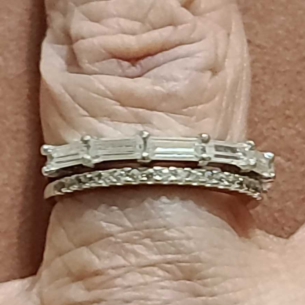 Platinum over sterling silver,  CZ ring